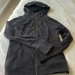 Black reversible velvet Lululemon scuba hoodie